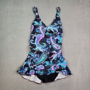 Ocean Dream Signature Swimsuit Tankini Womens Size 12 Paisley X Back